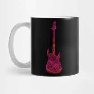 Pink on Red Flame Guitar Silhouette Mug